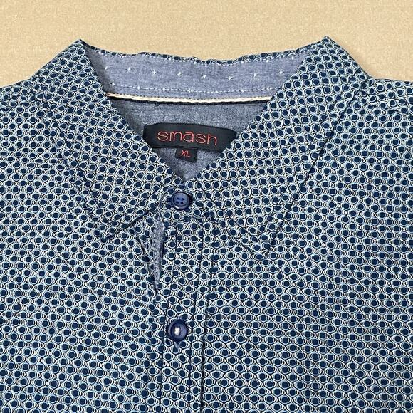 Vtg Smash Mens Shirt Button Up Printed Long Sleeve Flip Cuffs XL Geometric Print - Picture 4 of 10